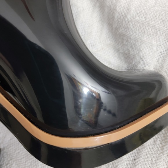 Melissa Classic Chunky Heel Waterproof Rain Boots Square Toe Wellie Black Size 6 - Picture 7 of 16